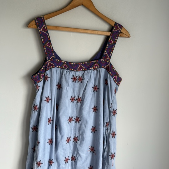 Sundance Blue Boho Wandering Soul Embroidered Midi Sleeveless Dress MP - Picture 7 of 12